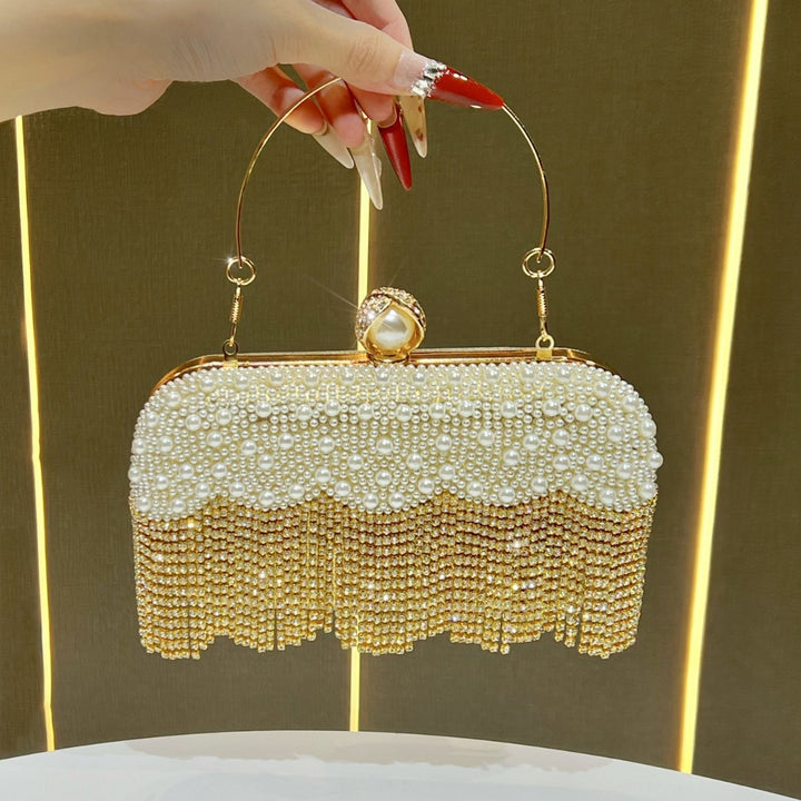 Elegant Pearl and Crystal Evening Handbag