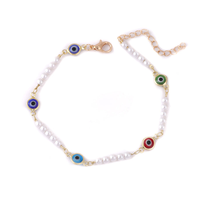 Pearl and Colorful Evil Eye Bracelet Kalsten