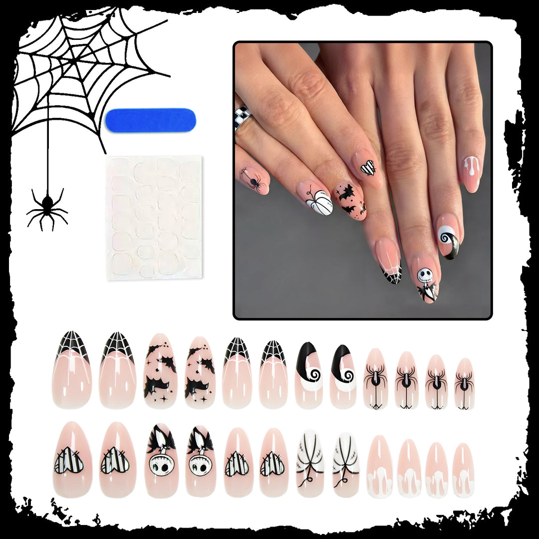 Art nail set with unique spooky designs Kalsten