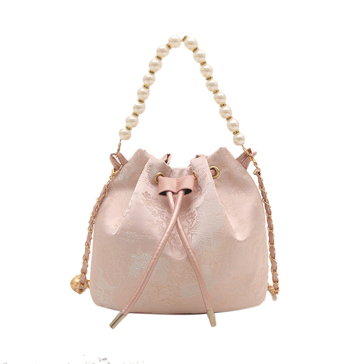 Elegant Floral Print Drawstring Bucket Bag Kalsten