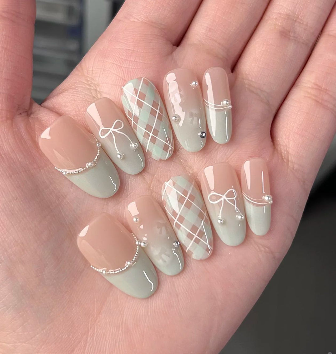 Ombre Stiletto Press-On Nail Art with Gem Accents Kalsten