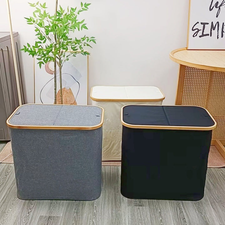 Elegant laundry basket with bamboo lid Kalsten