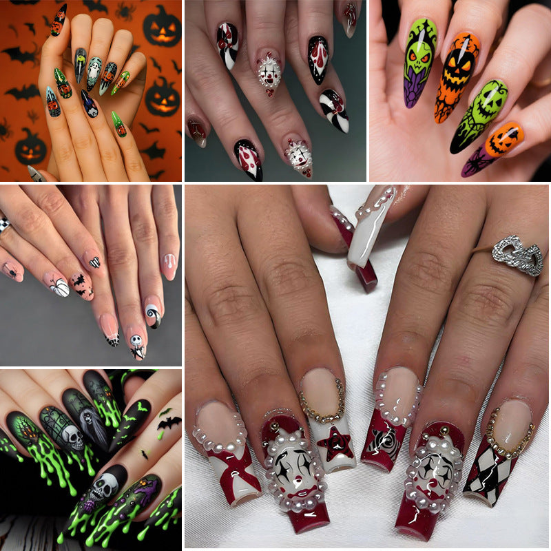 Art nail set with unique spooky designs Kalsten