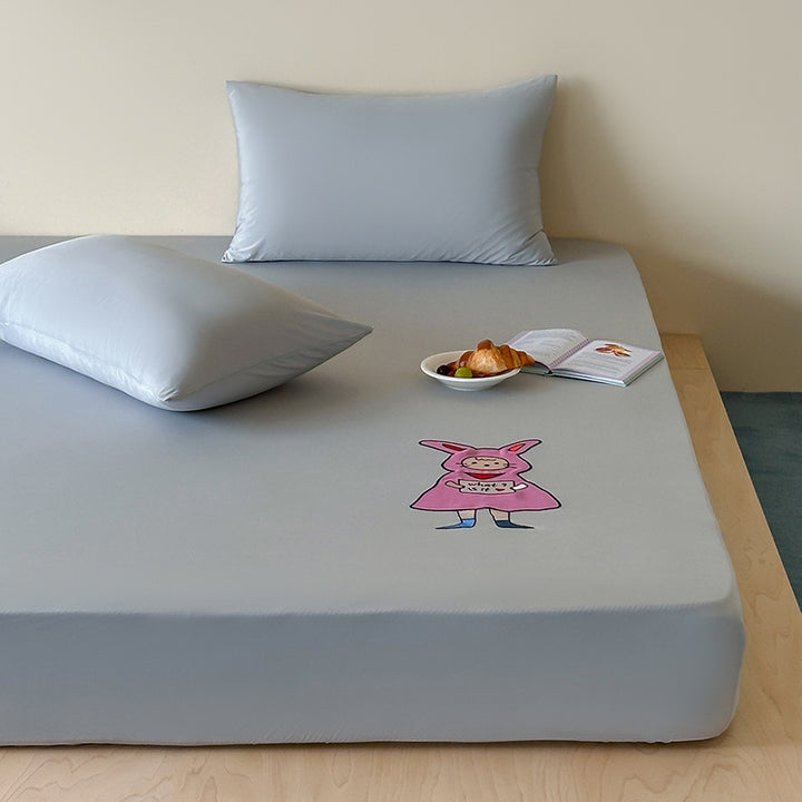 Fitted sheet with cute cat print and elastic all-around rubber