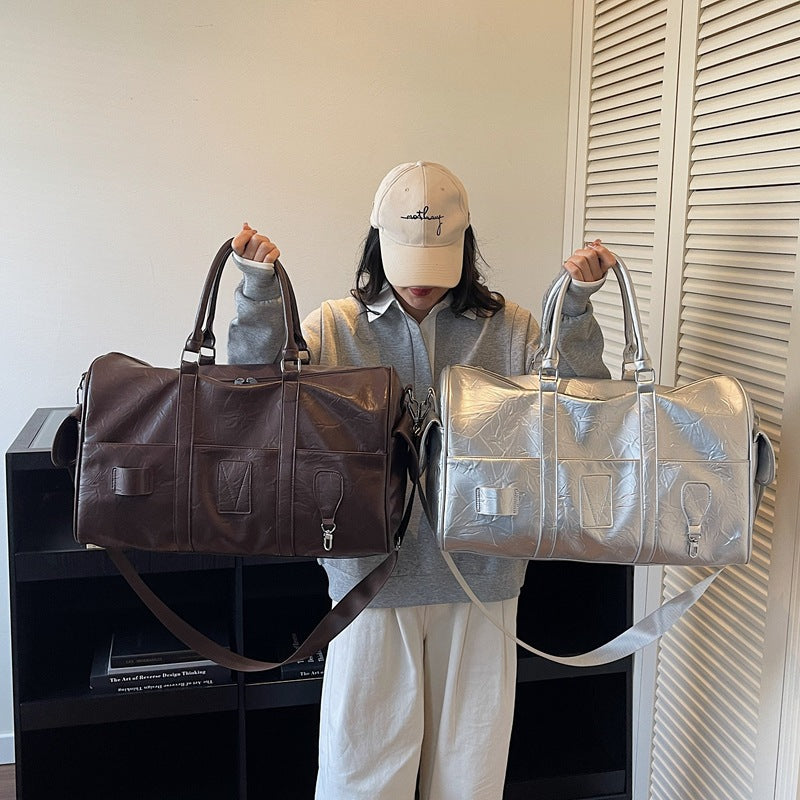 Durable Leather Weekender Duffel Bag