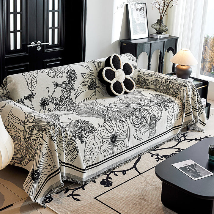 Artistic Floral Print Sofa Throw Blanket