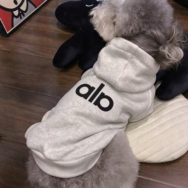 Small Dog Cotton-Blend Hooded Pullover Sweatshirt with Ribbed Cuffs and Logo Print