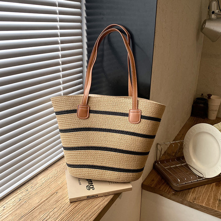 Woven Straw Beach Tote Bag
