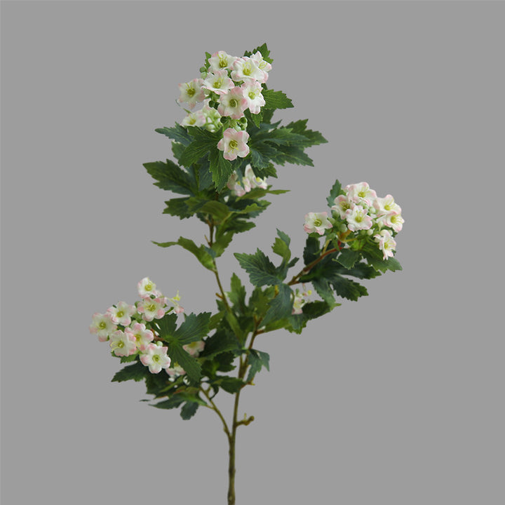 Artificial Flowering Branch Spray With Realistic Clustered Purple Blossoms And Textured Serrated Leaves