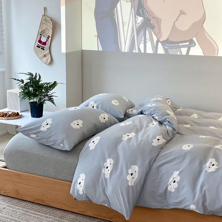Fluffy cotton bedding set with nostalgic rocking horse pattern