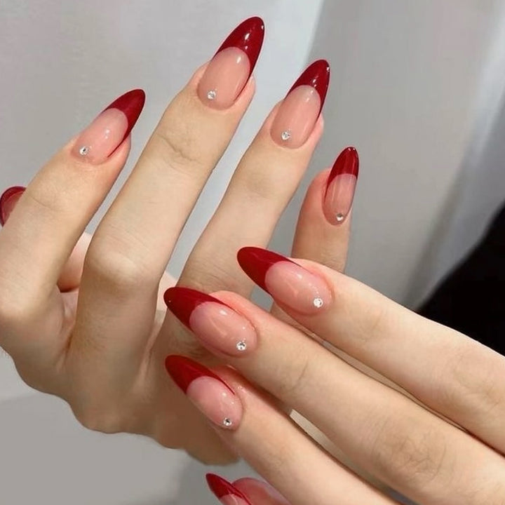 Elegant Red Ombre Stiletto Nail Extensions Kalsten