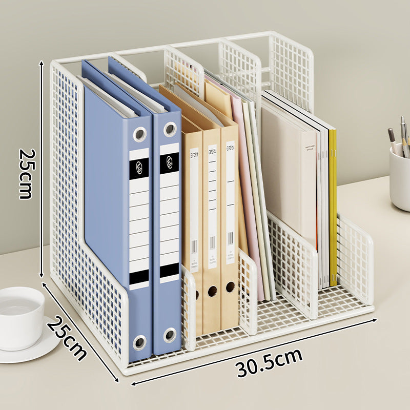 Mesh Grid Desktop File Organizer with Adjustable Vertical Dividers