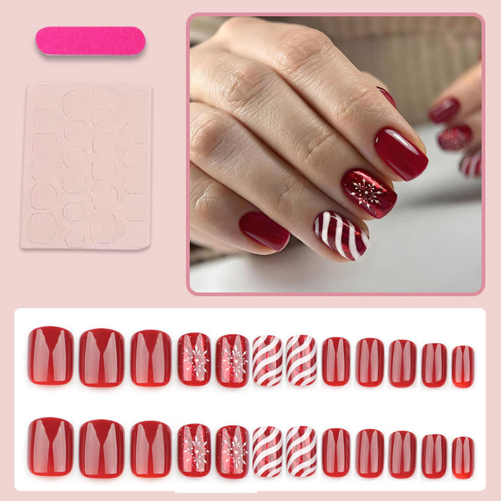 Artificial nail set with festive winter motifs and glitter accents Kalsten