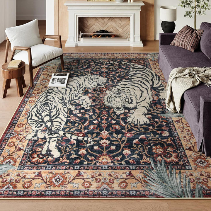 Elegant Tiger-Themed Area Rug for Home