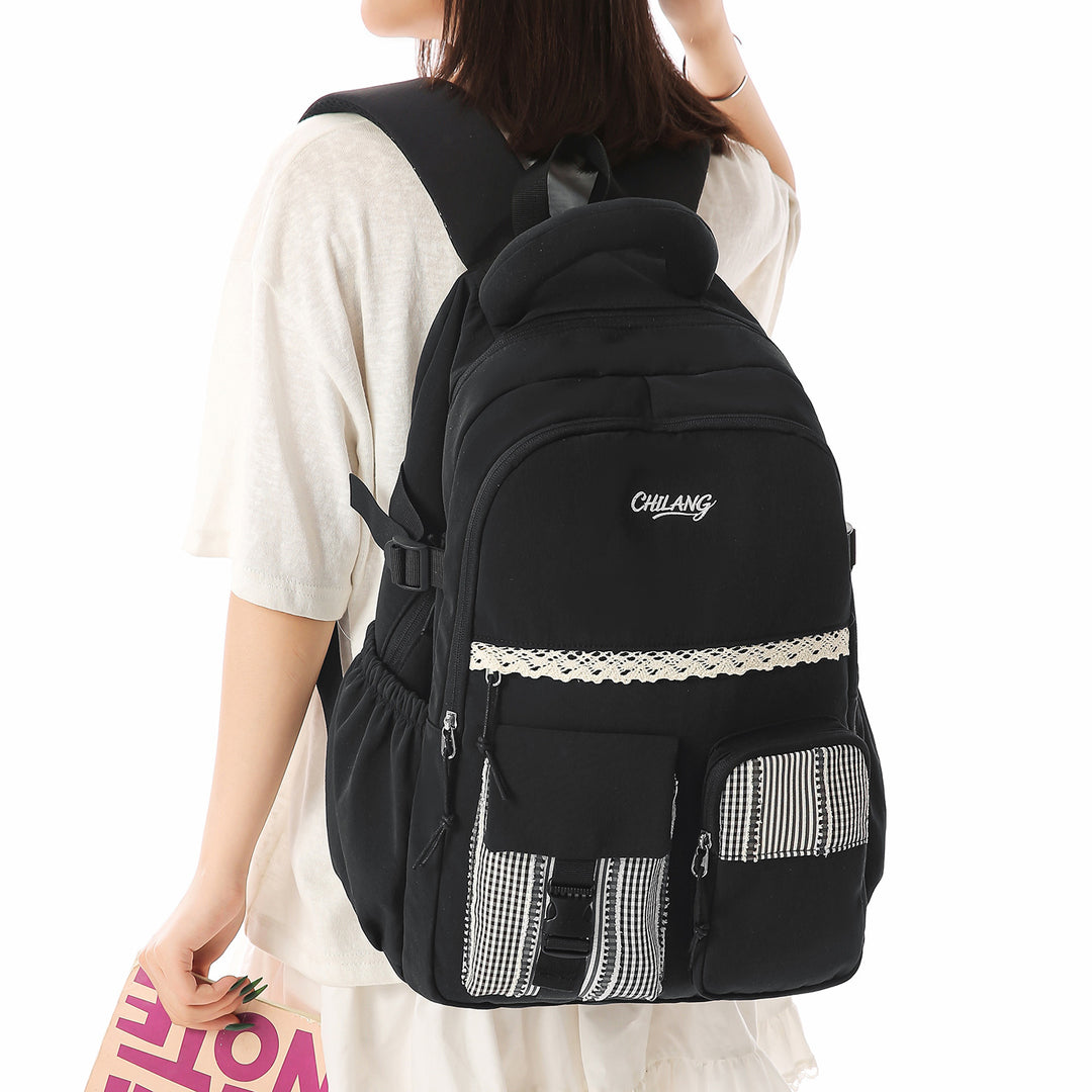 Stylish Multi-Functional Backpack with Lace Accents Kalsten