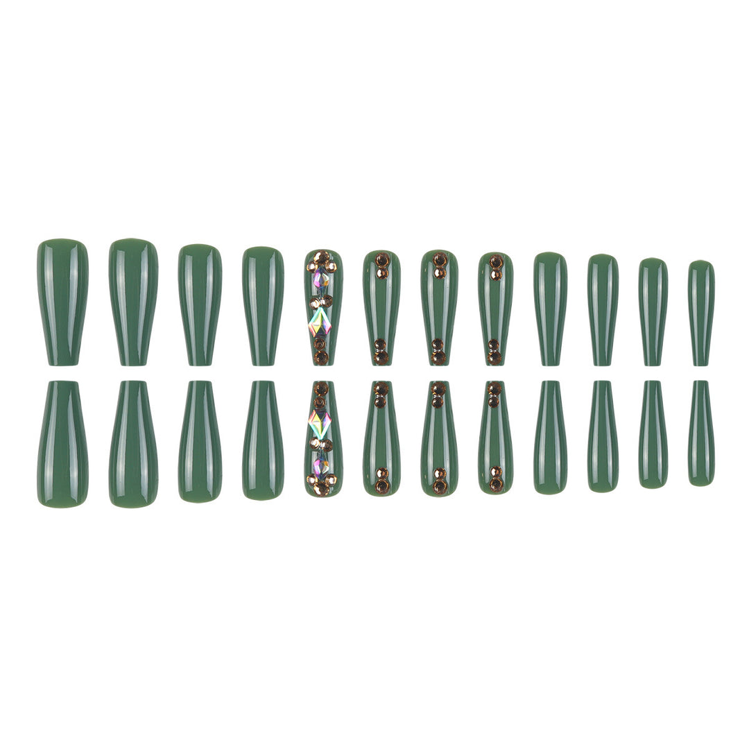 Decorative Long Stiletto Press-On Nails with Gem Accents Kalsten