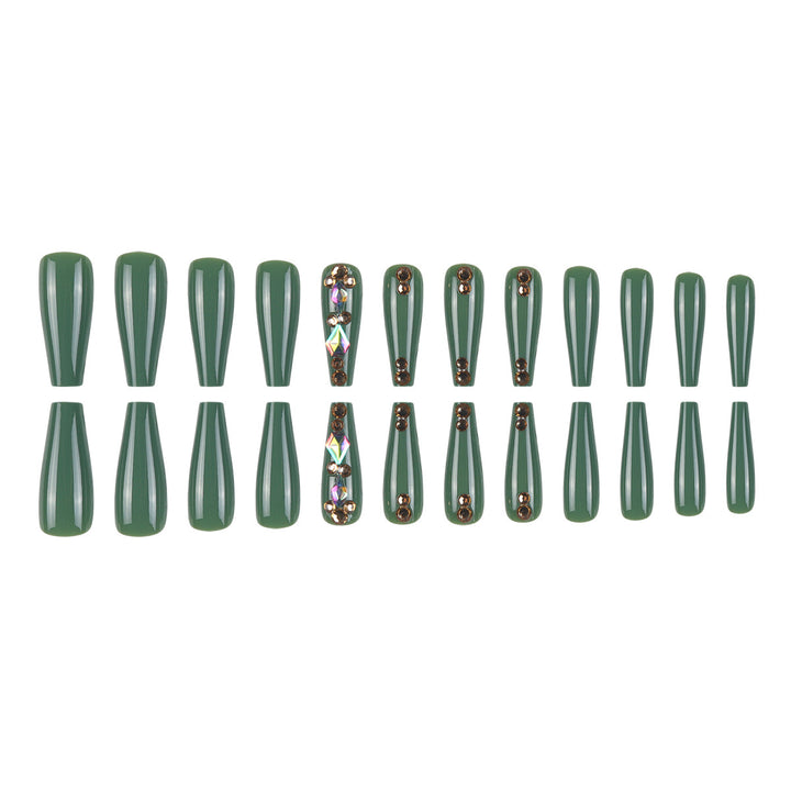 Decorative Long Stiletto Press-On Nails with Gem Accents Kalsten
