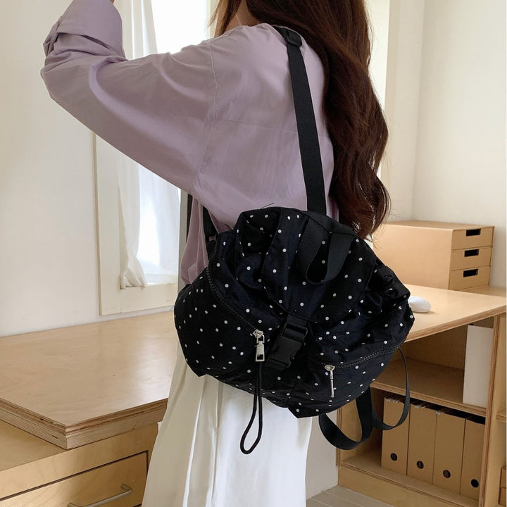 Compact Polka Dot Drawstring Backpack