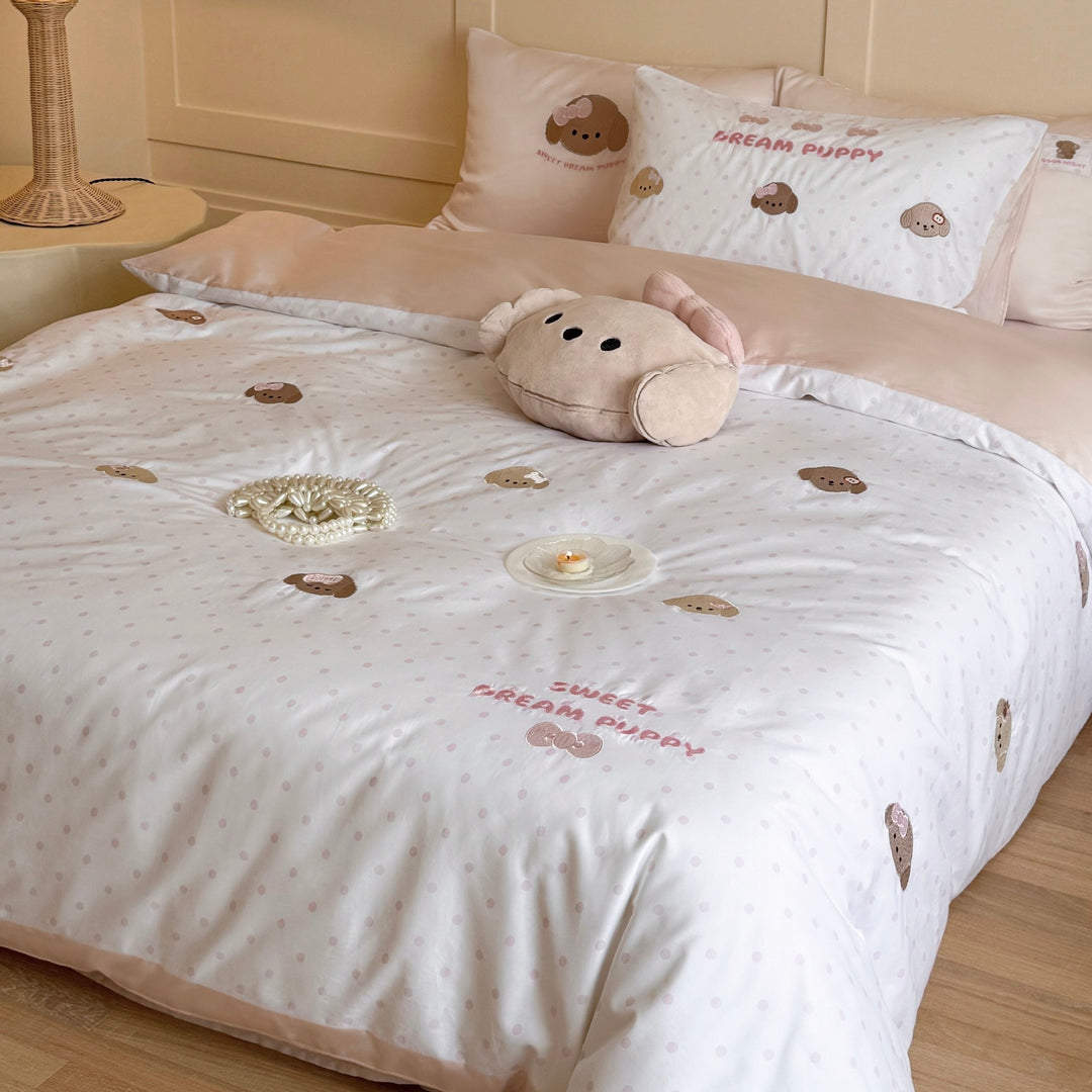 Children's and youth bedding set with reversible function, soft microfiber and cute dog design