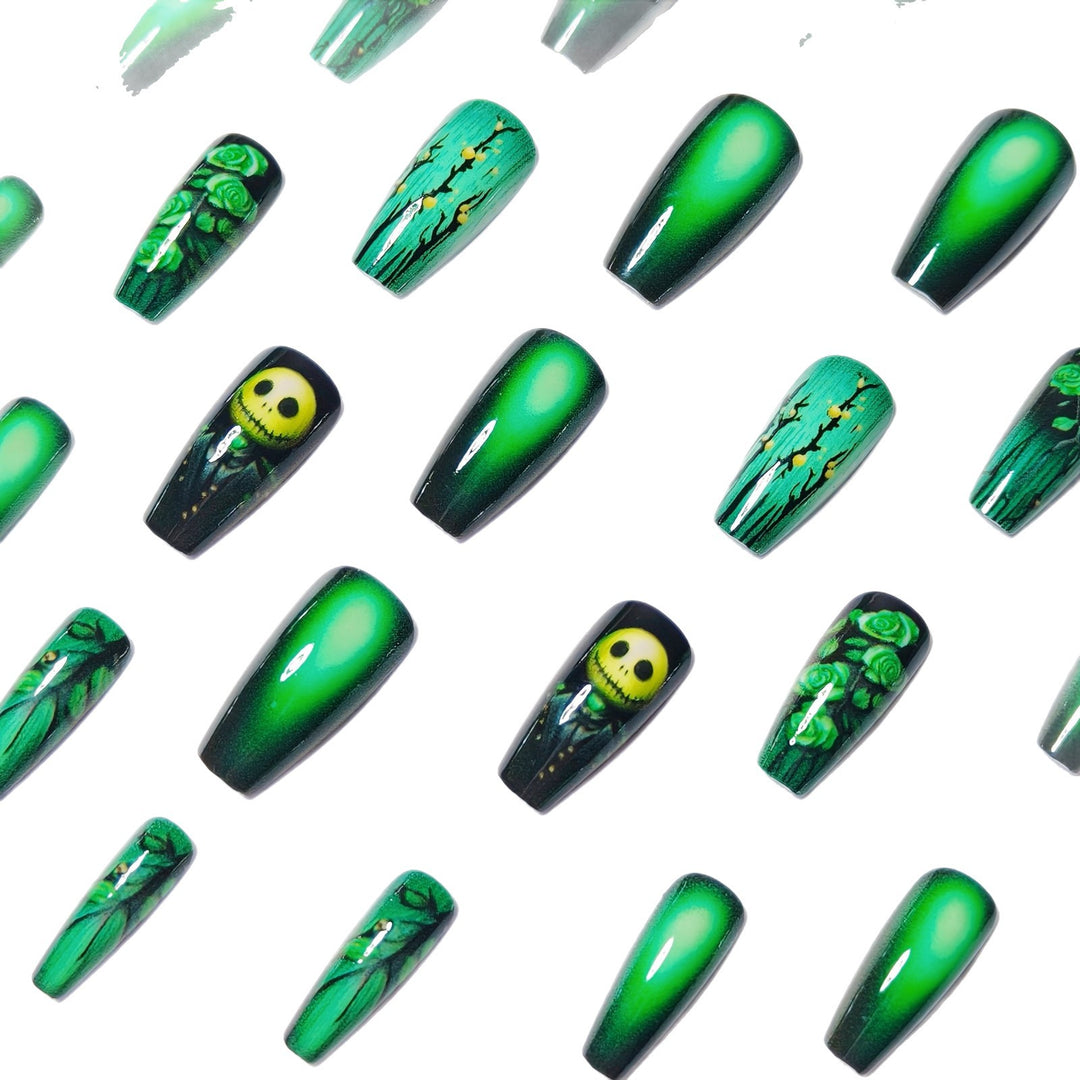 Artistic 3D Floral and Skull Nail Art Kalsten