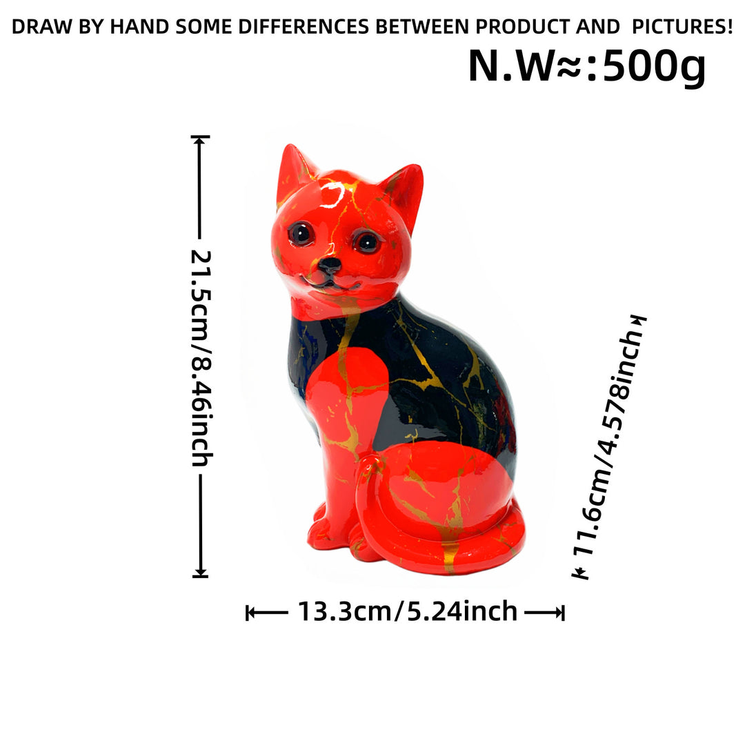 Artistic cat figurine in vibrant design Kalsten