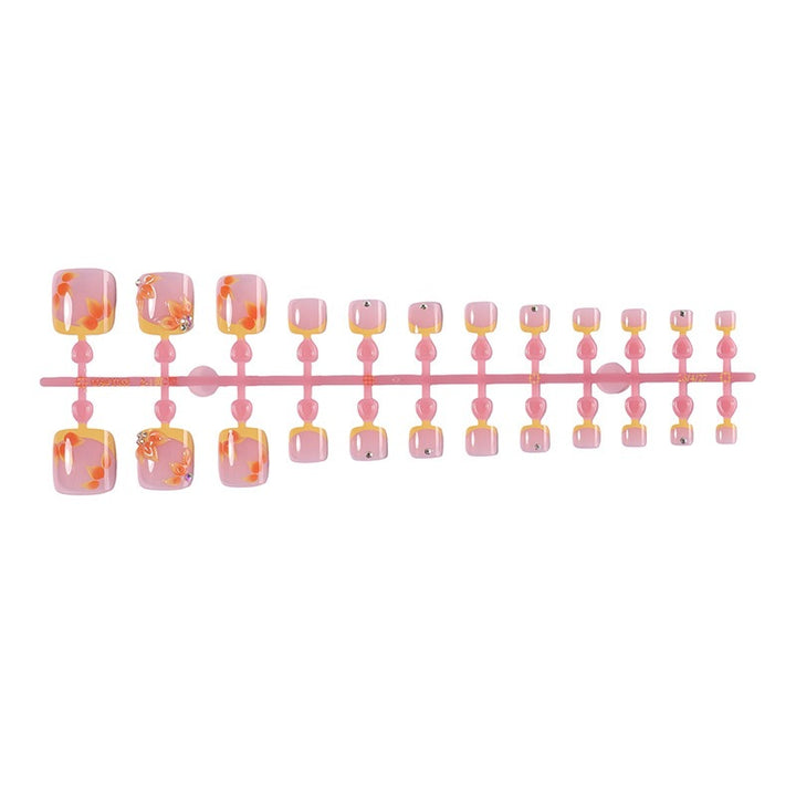 Artificial nail set with floral design and glitter accents Kalsten