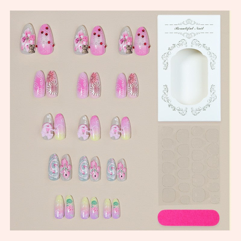 Creative nail art set with floral and playful designs Kalsten