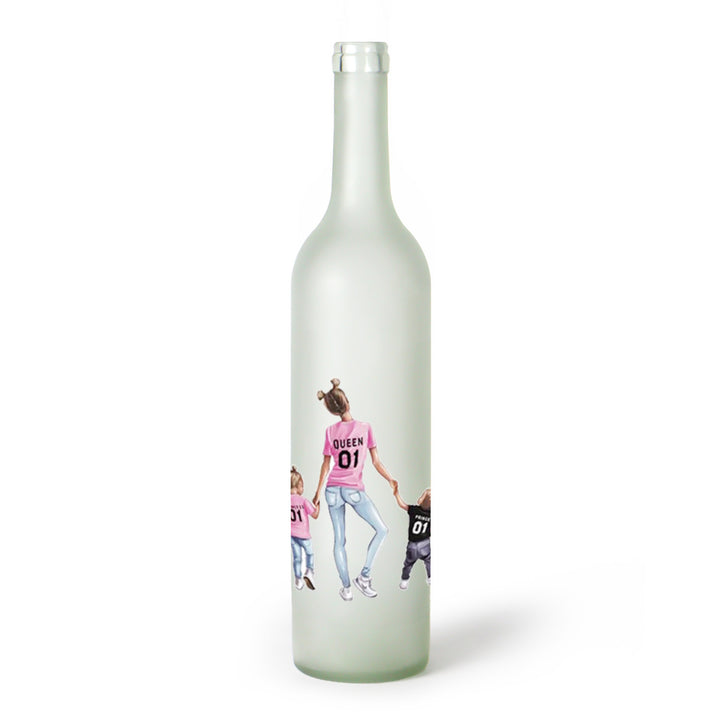 Decorative Frosted Glass Bottle Vase With Fashion Collage Decal