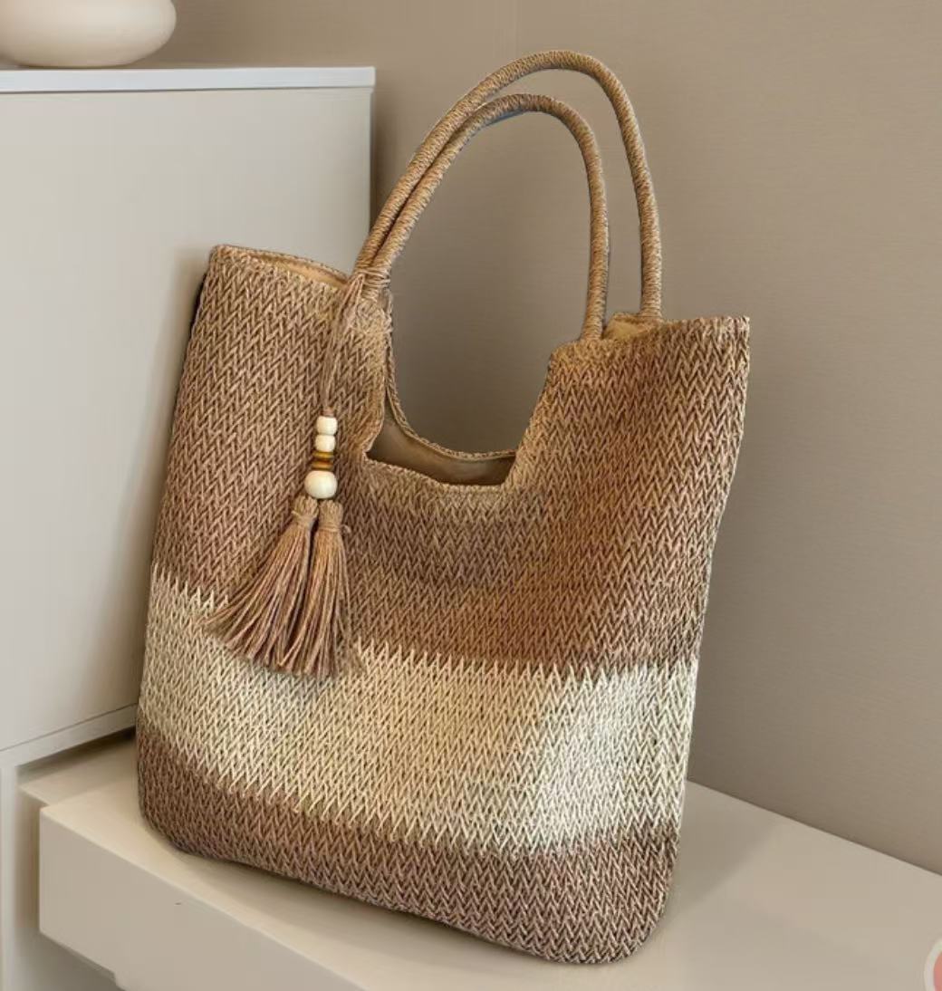 Macrame Tote Bag with Fashionable Tassel Accent Kalsten
