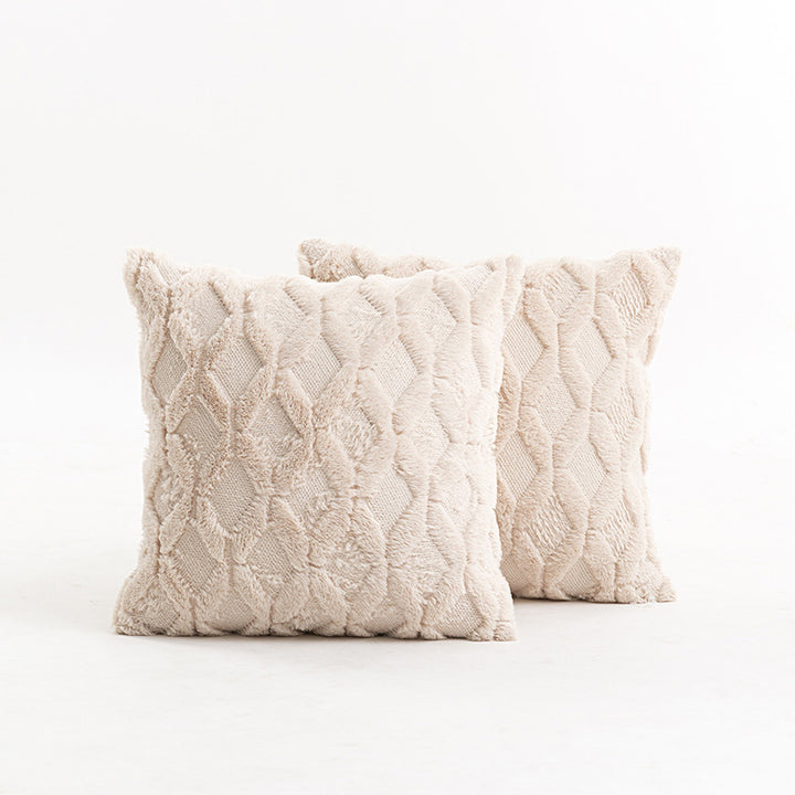 Textured Knit Diamond Tufted Square Throw Pillow Cover with Frayed Edge