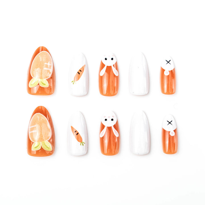Seasonal Bunny and Carrot-Themed Press-On Nail Art Set