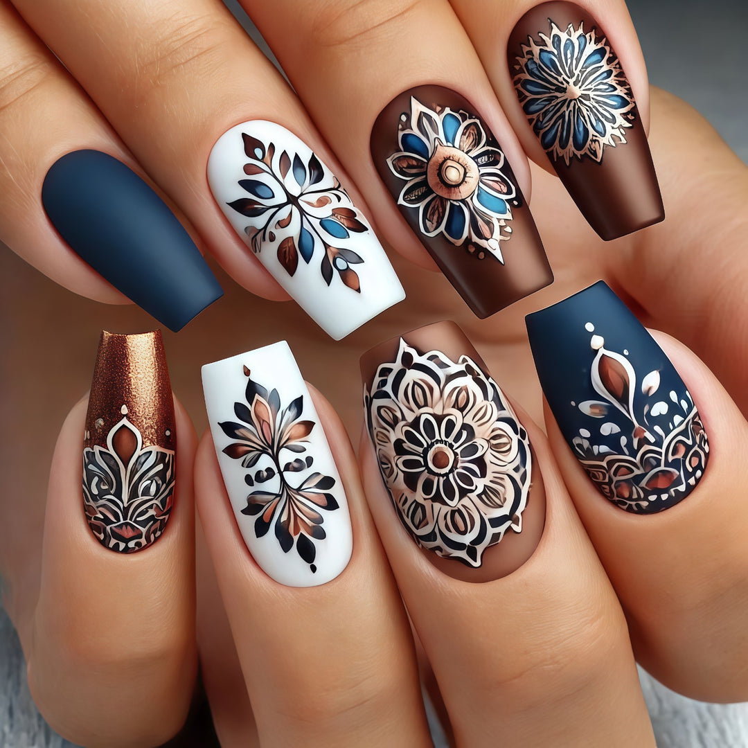Artificial nails in elegant floral design Kalsten