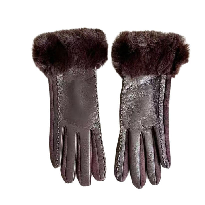 Luxurious Faux Fur Cuff Leather Gloves Kalsten