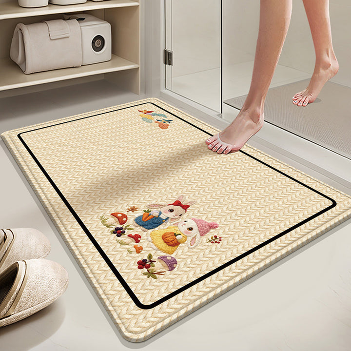 Absorbent Non-Slip Bath Mat with Winter Theme