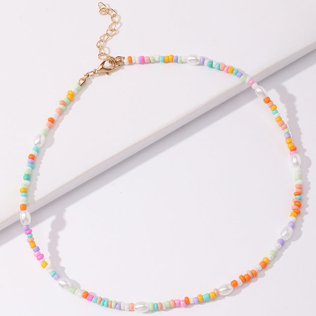 Pearl and Beaded Choker Necklace Kalsten