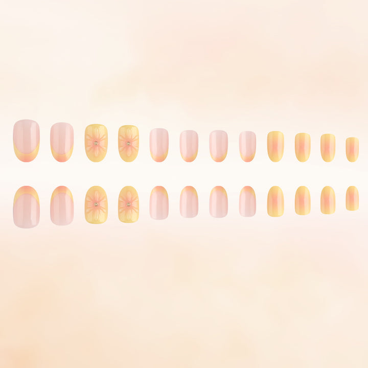 Floral Accent Press-On Nails Kalsten