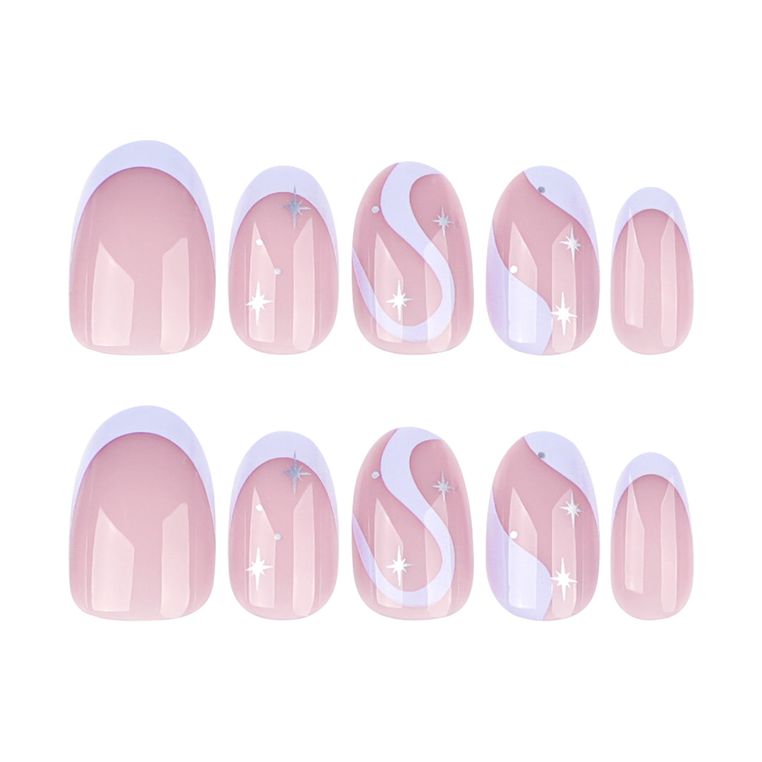 Artful nail art with elegant wave lines and glitter effects Kalsten