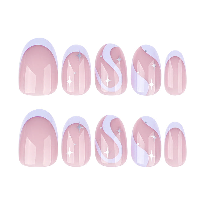 Artful nail art with elegant wave lines and glitter effects Kalsten