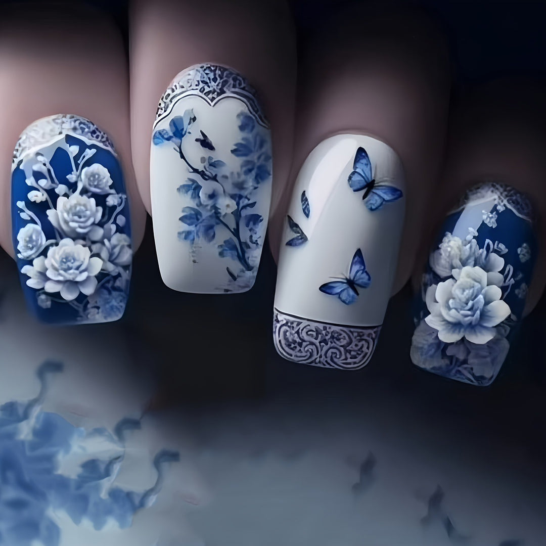 Artistic Floral Butterfly Nail Art Kalsten