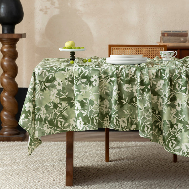 Rectangular tablecloth in watercolor flower print made of cotton-linen with stain protection and heavy weaving quality