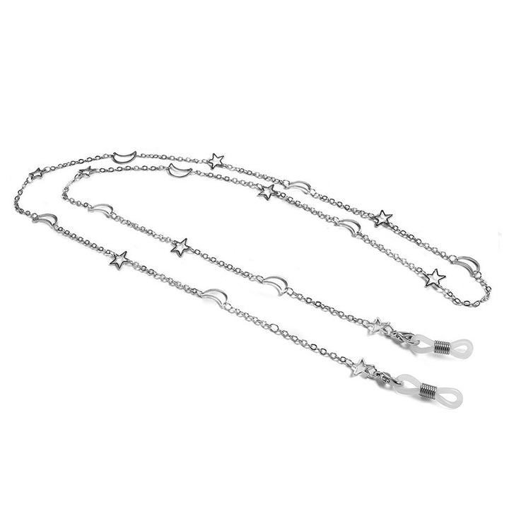 Fashionable glasses holder chain with star and moon motifs Kalsten