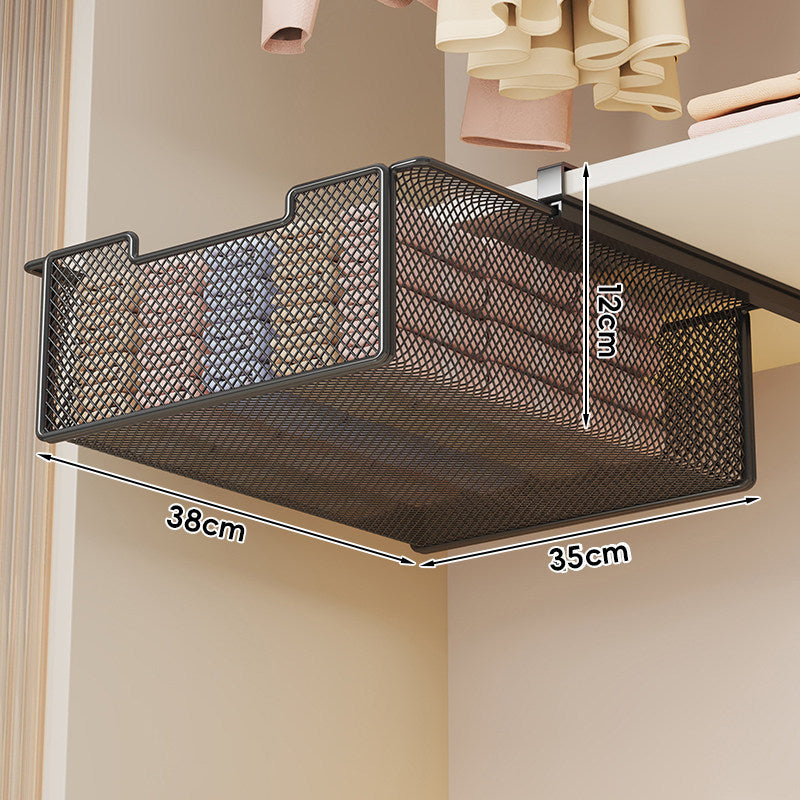Under-Shelf Pull-Out Mesh Drawer Organizer with Slide Rail Clamp Mount