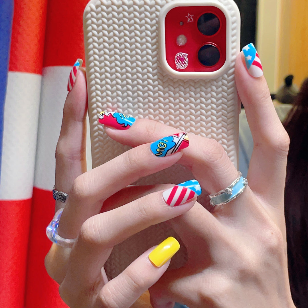 Playful Cartoon-Themed Press-On Nail Set