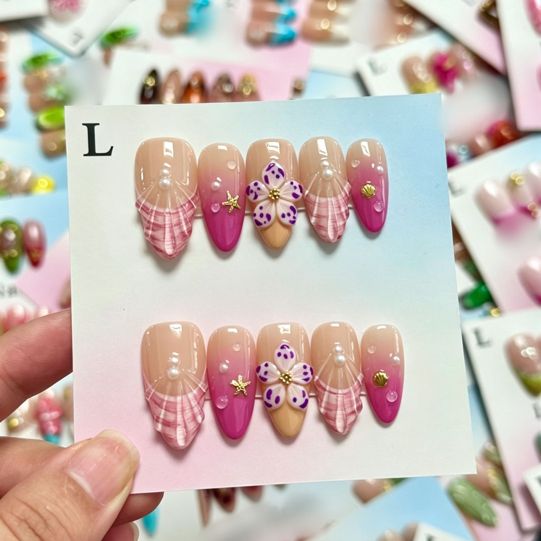 Artistic 3D Floral Press-On Nail Set