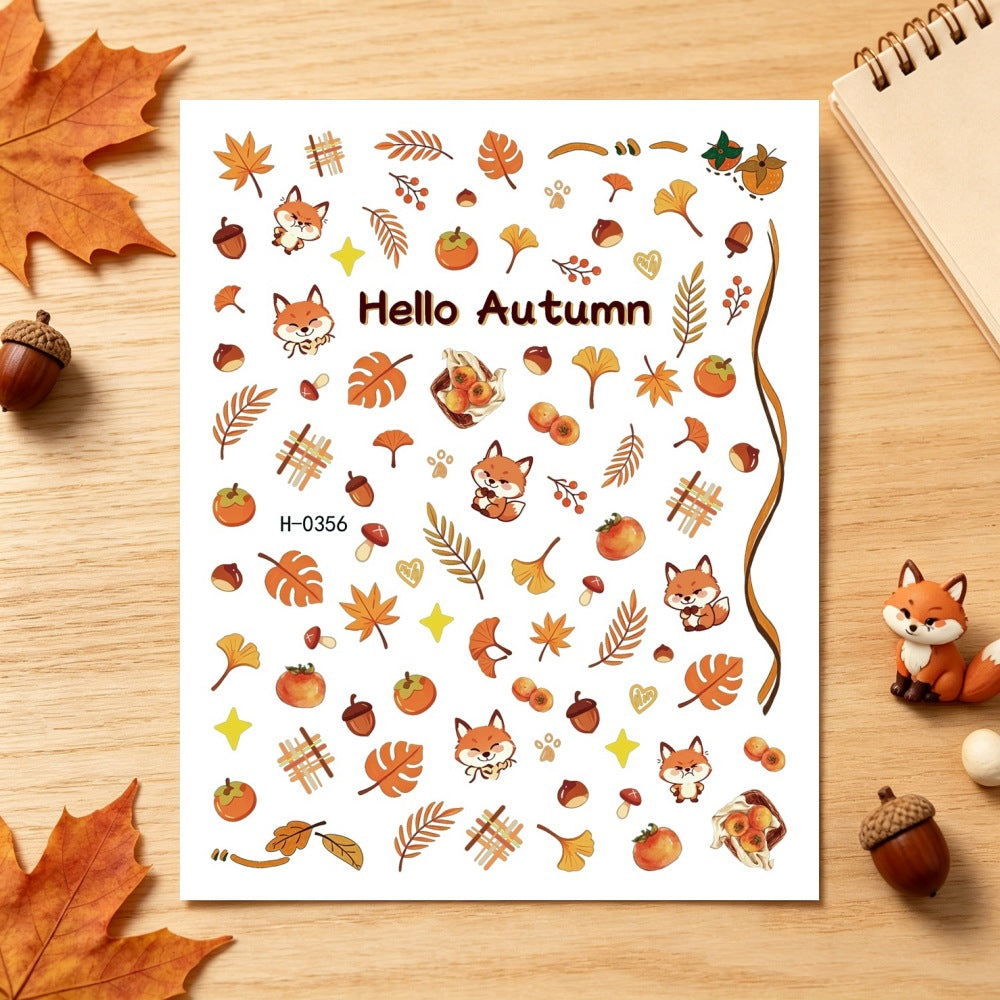 Autumn-Themed Nail Art Stickers