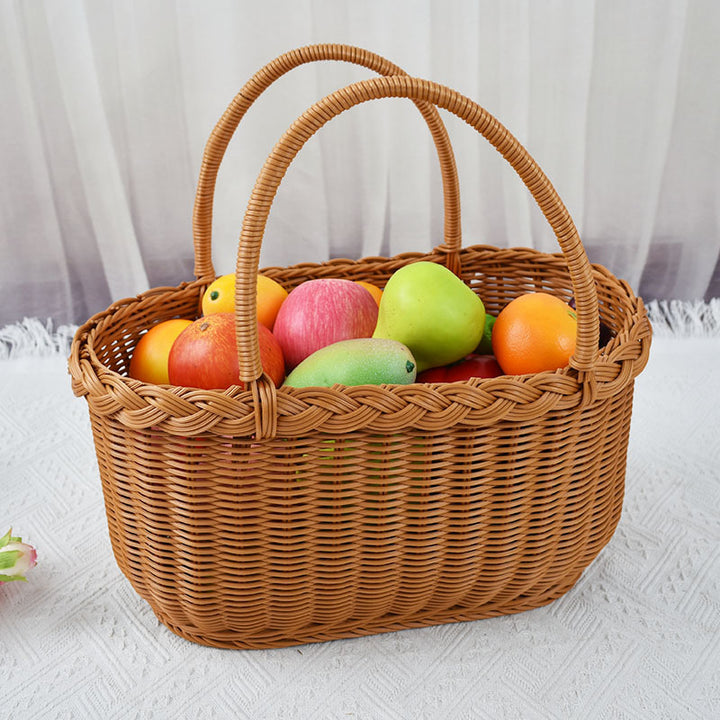 Handwoven Storage Basket with Braided Handles Kalsten