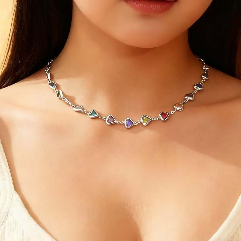 Heart-Shaped Gemstone Charm Bracelet Kalsten
