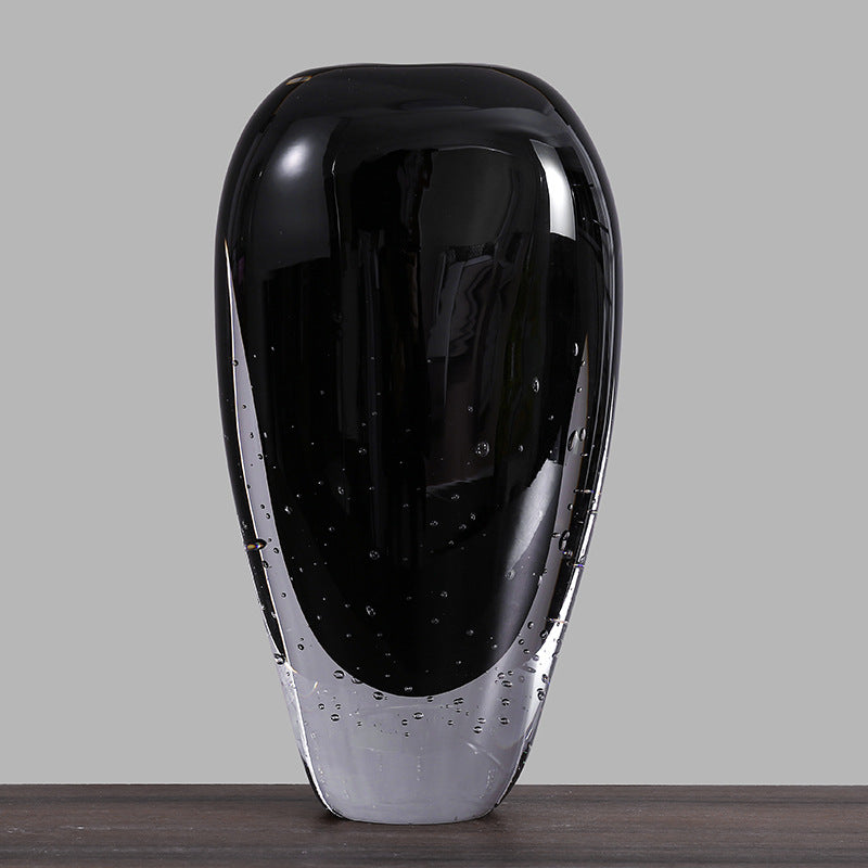 Handblown Encased-Bubble Sculptural Glass Vase Kalsten