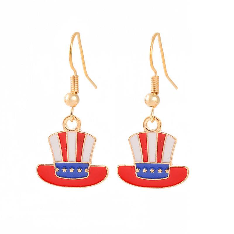 Ladies enamel earrings horseshoe with star stripe motif Kalsten