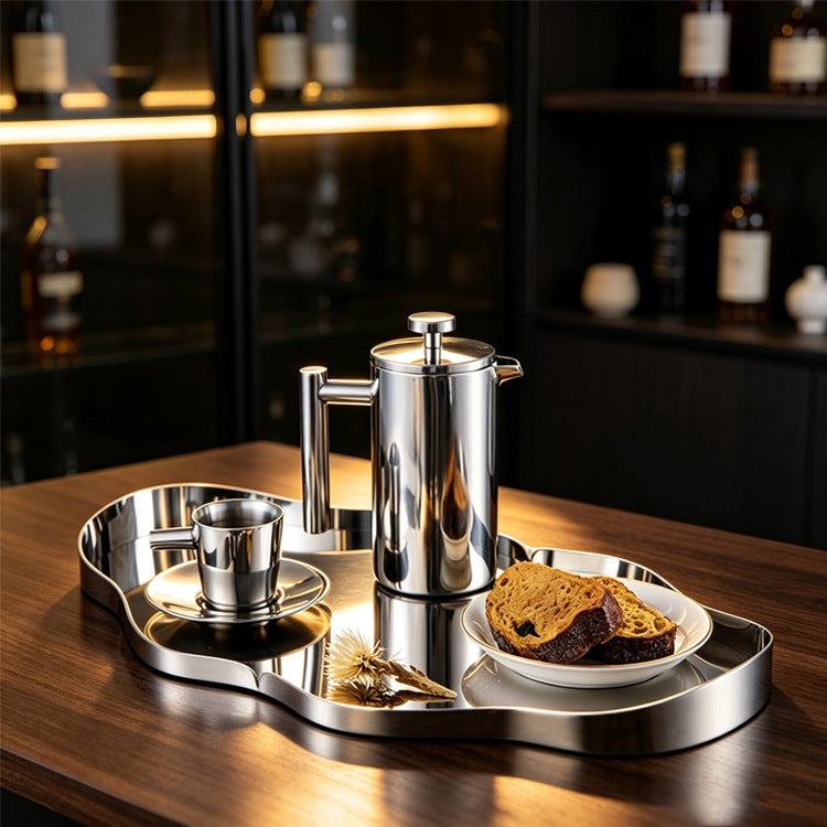 Sculptural Mirrored Decorative Serving Tray